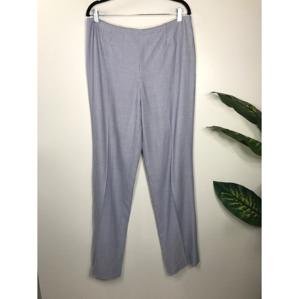 Carlisle Periwinkle Blue White Houndstooth Wool Silk Business Trouser Pants 14